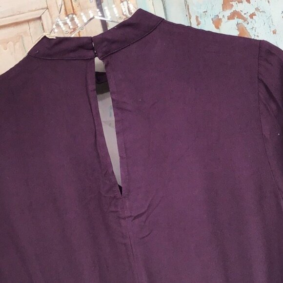 Purple Mustard Seed Long Sleeve Keyhole Mini Dress S 100% Rayon Boho Chic Style - Picture 8 of 10